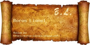 Boros Lionel névjegykártya